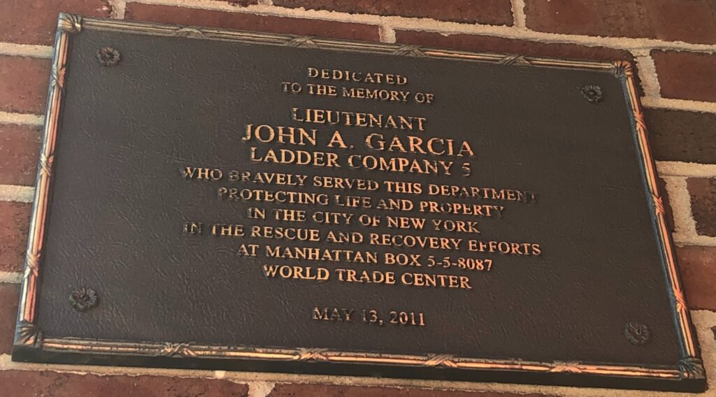 LIEUTENANT JOHN A. GARCIA MEMORIAL PLAQUE