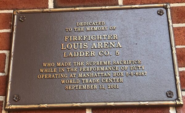 FIREFIGHTER LOUIS ARENA MEMORIAL PLAQUE