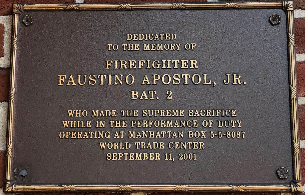 FIREFIGHTER FAUSTINO APOSTOL, JR. MEMORIAL PLAQUE