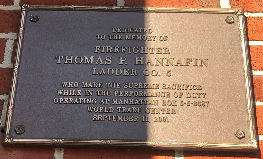 FIREFIGHTER THOMAS P. HANNAFIN MEMORIAL PLAQUE