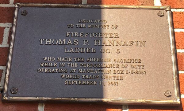 FIREFIGHTER THOMAS P. HANNAFIN MEMORIAL PLAQUE