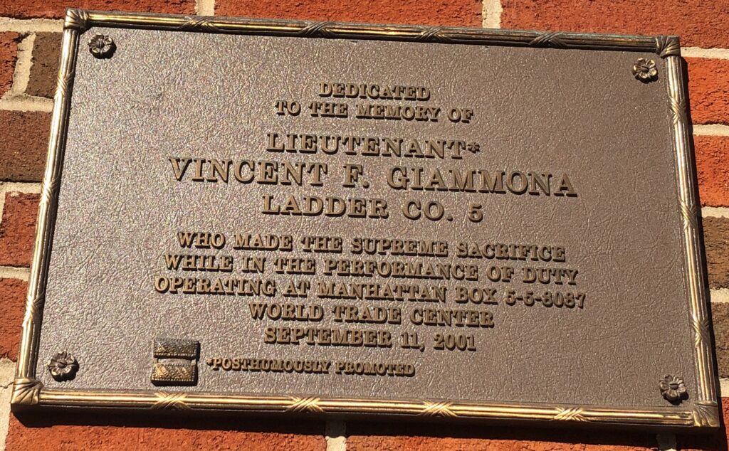 LIEUTENT VINCENT F. GIAMMONA MEMORIAL PLAQUE
