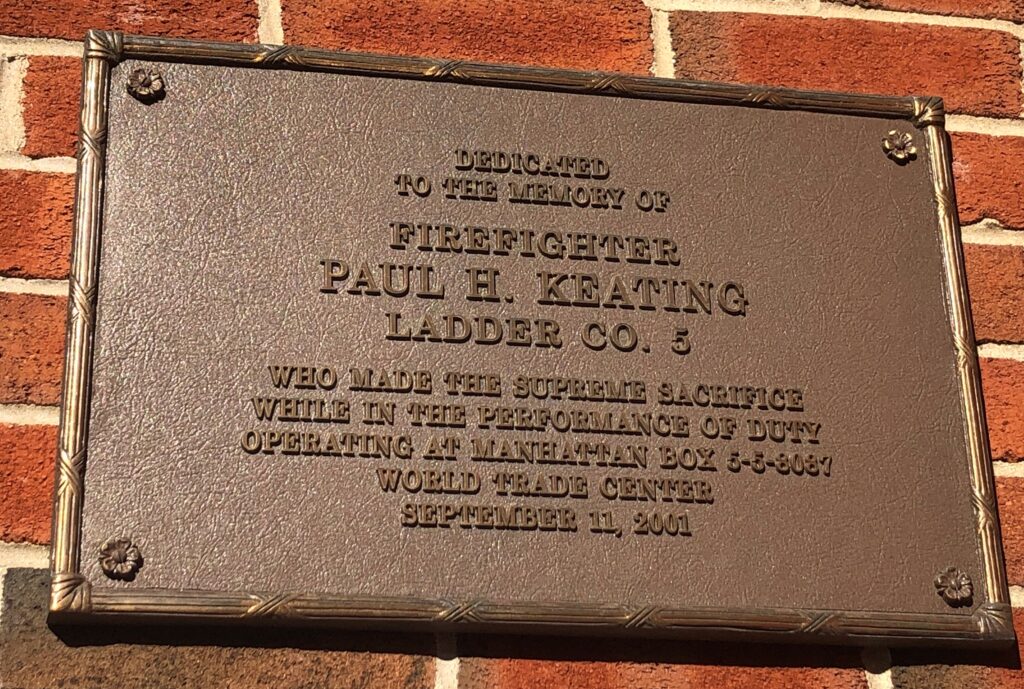 FIREFIGHTER PAUL H. KEATING MEMORIAL PLAQUE