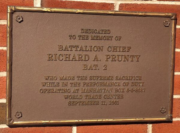 BATTALION CHIEF RICHARD A. PRUNTY MEMORIAL PLAQUE