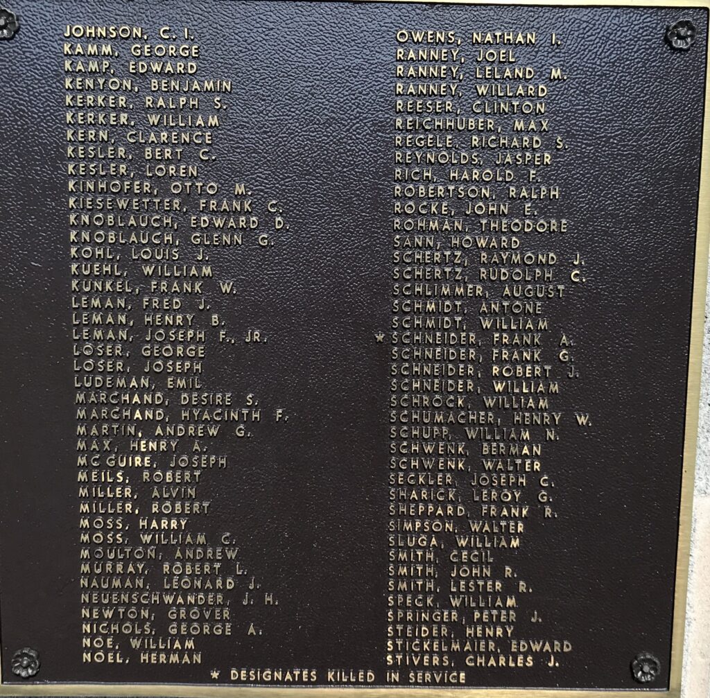 METAMORA HONOR ROLL MEMORIAL PLAQUE B