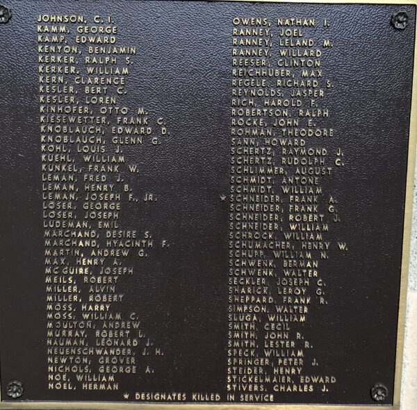 METAMORA HONOR ROLL MEMORIAL PLAQUE B