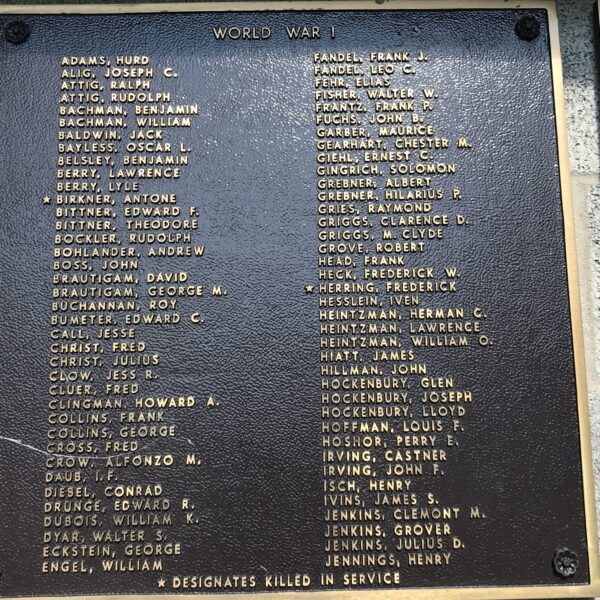 METAMORA HONOR ROLL MEMORIAL PLAQUE A