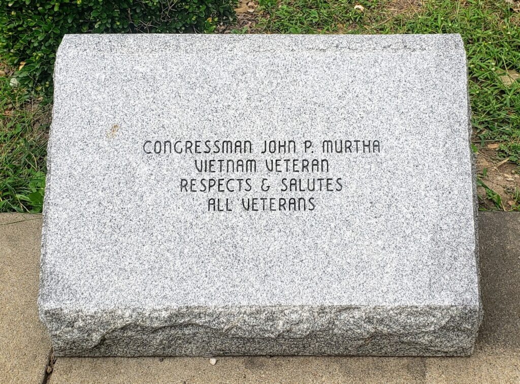 CONGRESSMAN JOHN P, MURTHA WAR MEMORIAL STONE