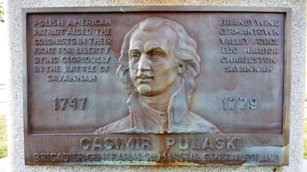 CASIMIR PULASKI REVOLUTIONARY WAR MEMORIAL PLAQUE