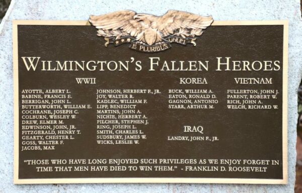 WILMINGTON’S FALLEN HEROES WAR MEMORIAL PLAQUE