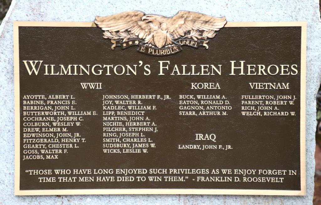 WILMINGTON’S FALLEN HEROES WAR MEMORIAL PLAQUE