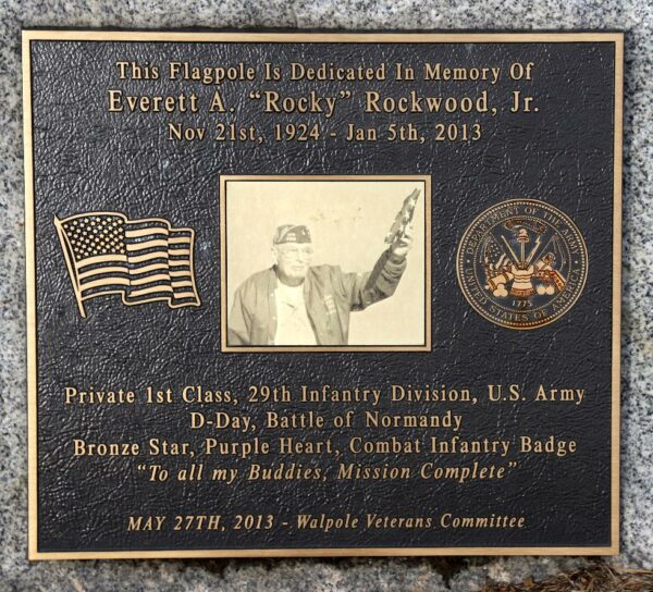 EVERETT A. “ROCKY” ROCKWOOD, JR. FLAGPOLE MEMORIAL PLAQUE