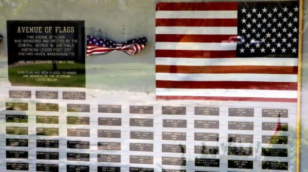 TISBURY AVENUE OF FLAGS MEMORIAL CLOSE-UP