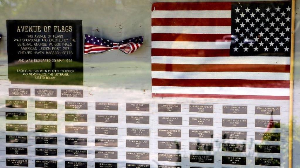 TISBURY AVENUE OF FLAGS MEMORIAL CLOSE-UP