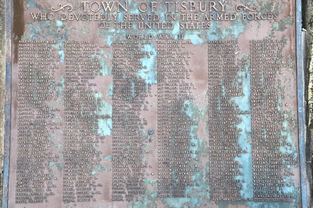 TOWN OF TISBURY ARMED FORCES MEMORIAL PLAQUE SECTION A