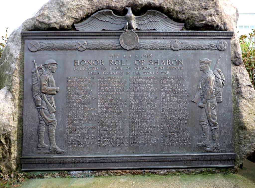 HONOR ROLL OF SHARON MEMORIAL PLAQUE