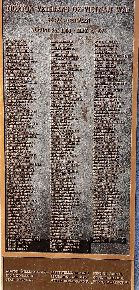 NORTON VETERANS OF VIETNAM WAR MEMORIAL PLAQUE