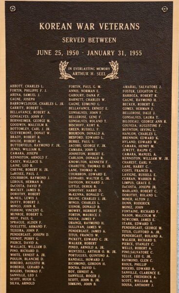 NORTON KOREAN WAR VETERANS MEMORIAL PLAQUE