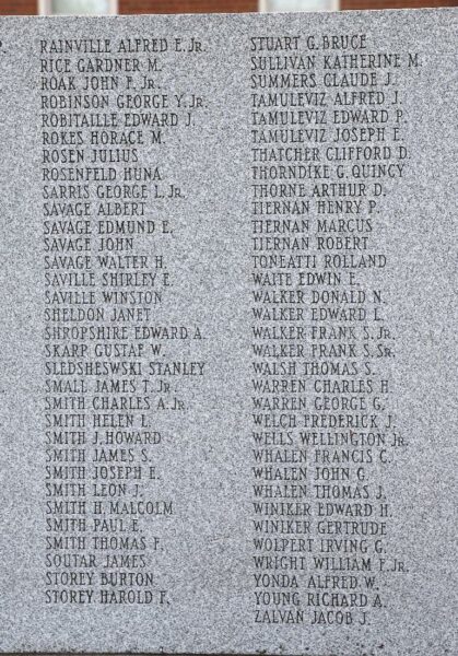 MILLIS WORLD WAR II MEMORIAL RIGHT STONE B