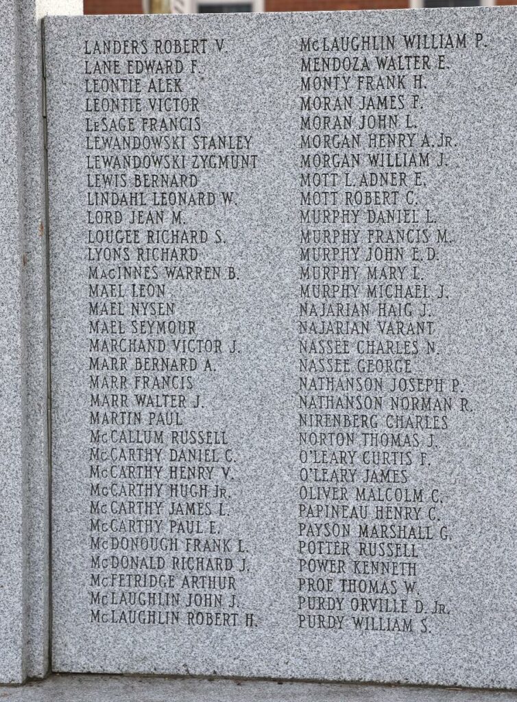 MILLIS WORLD WAR II MEMORIAL RIGHT STONE A