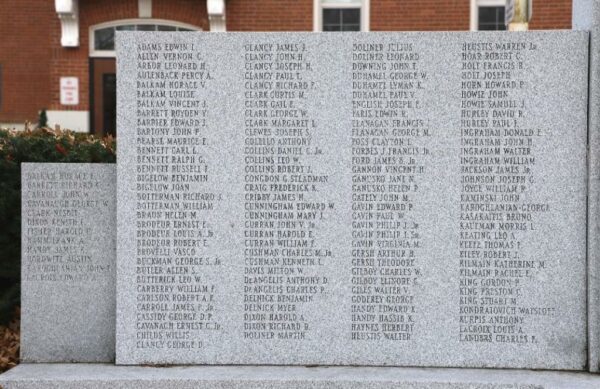MILLIS WORLD WAR II MEMORIAL LEFT STONE