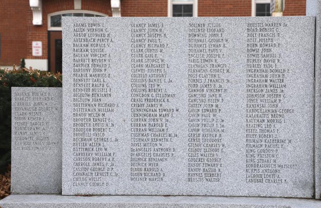 MILLIS WORLD WAR II MEMORIAL LEFT STONE