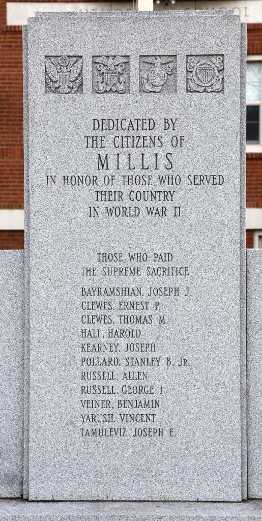 MILLIS WORLD WAR II MEMORIAL CENTER STONE