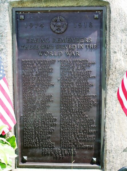 ERVING WORLD WAR MEMORIAL PLAQUE