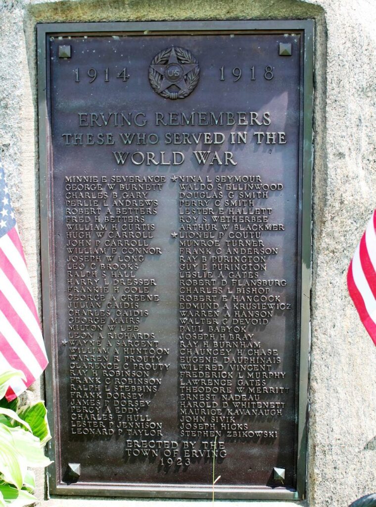 ERVING WORLD WAR MEMORIAL PLAQUE