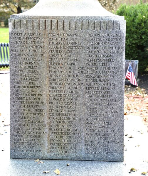 TOWN OF BEDFORD WORLD WAR II MEMORIAL SIDE B