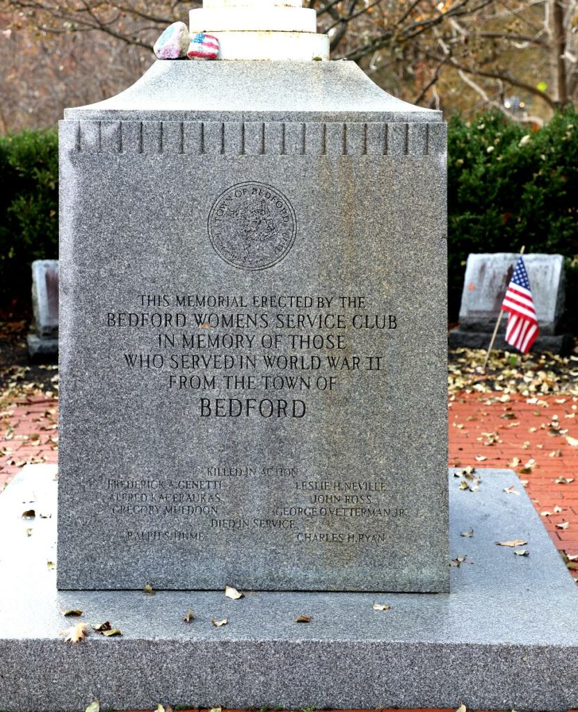 TOWN OF BEDFORD WORLD WAR II MEMORIAL SIDE A