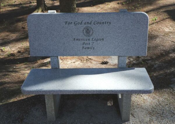 FOR GOD AND COUNTRY AMERICAN LEGION POST 7 MEMORIAL BENCH