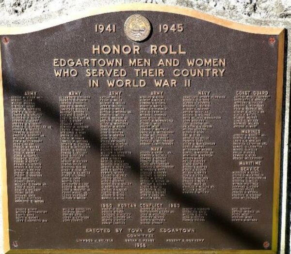 EGARTOWN WORLD WAR II MEMORIAL PLAQUE