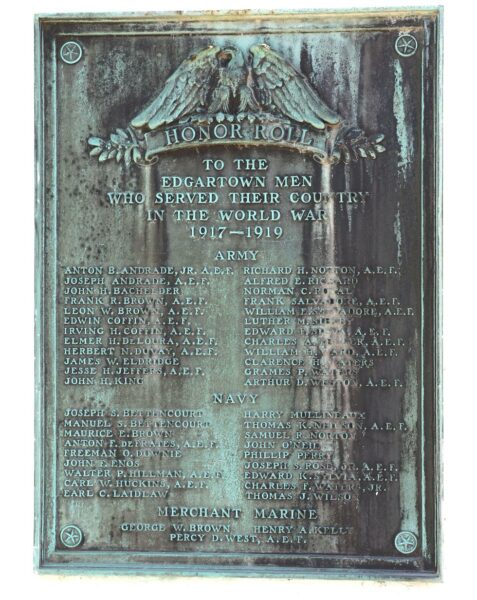 EGARTOWN WORLD WAR MEMORIAL PLAQUE