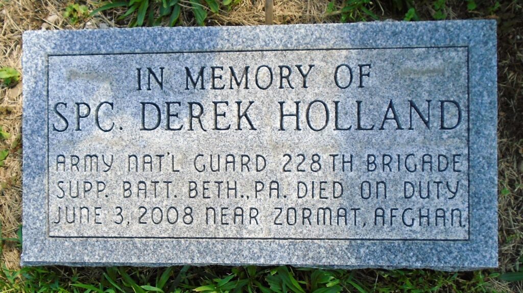 SPC DEREK HOLLAND WAR MEMORIAL TABLET