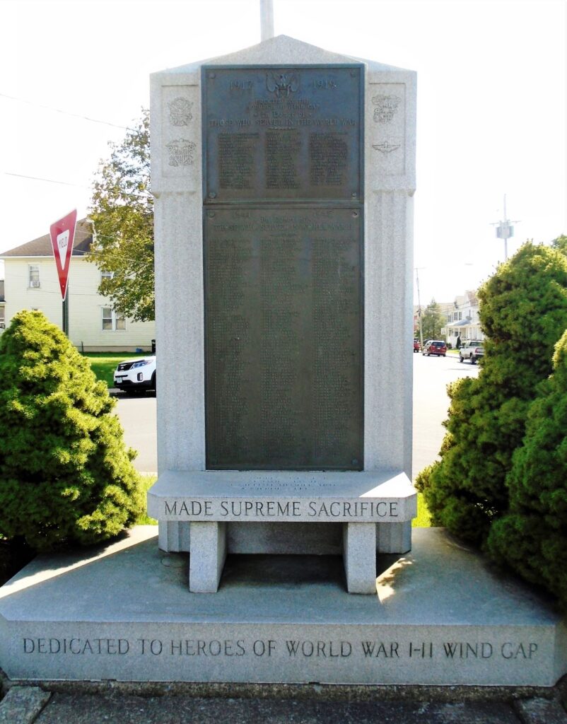 BOROUGH OF WIND GAP WORLD WARS MEMORIAL