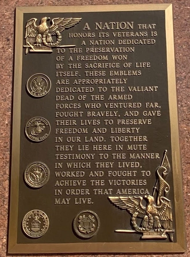 MICHIGAN VETERANS MEMORIAL PLAQUE