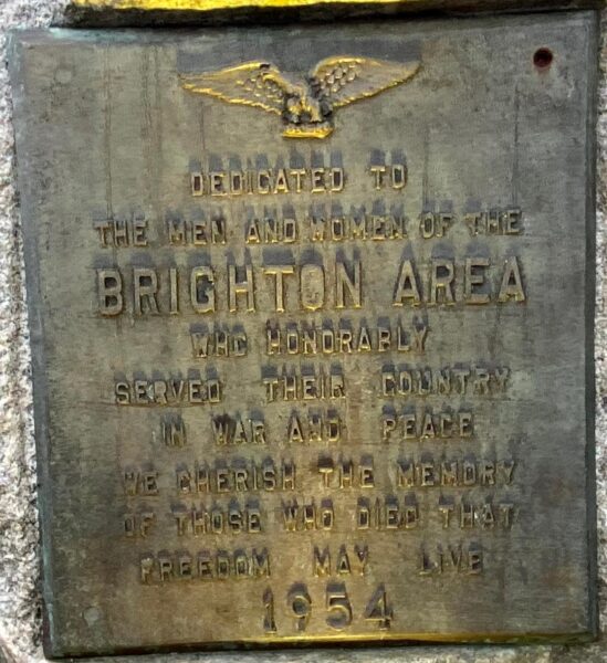 BRIGHTON AREA VETERANS MEMORIAL PLAQUE