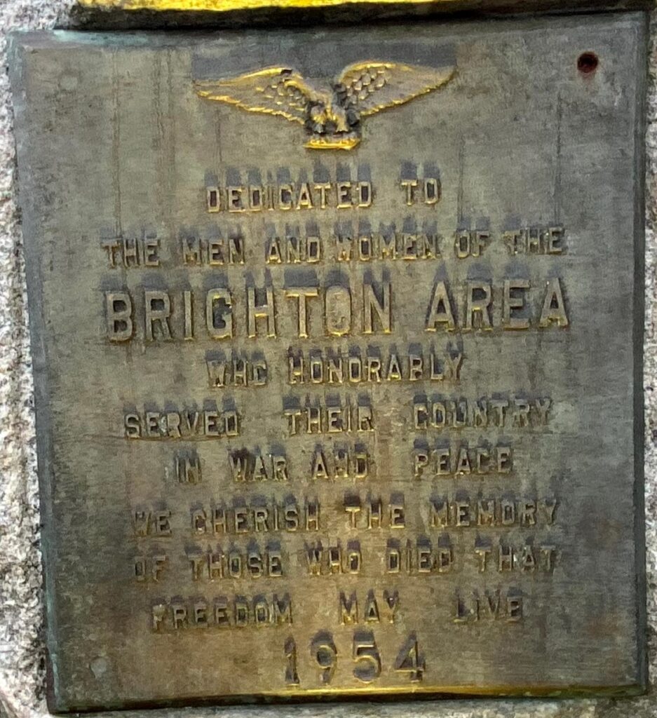 BRIGHTON AREA VETERANS MEMORIAL PLAQUE