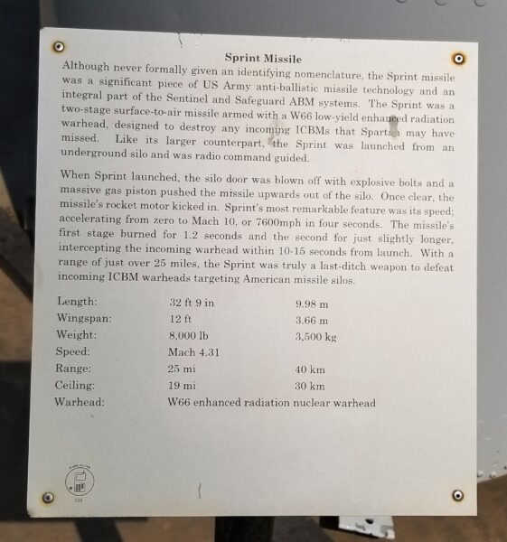 SPRINT MISSILE MEMORIAL PLAQUE