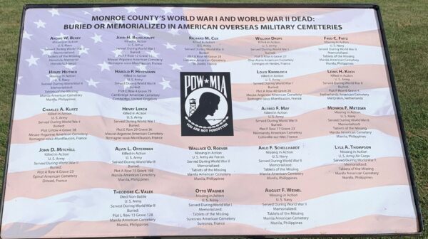 MONROE COUNTY’S WORLD WAR I AND WORLD WAR II DEAD MEMORIAL PLAQUE