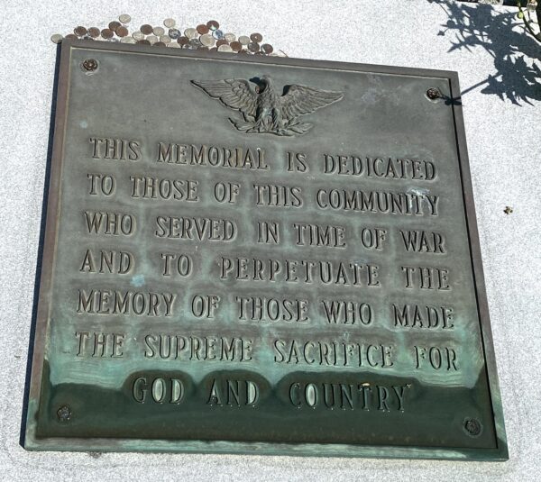 BROWN CITY AREA SUPREME SACRIFICE MEMORIAL PLAQUE