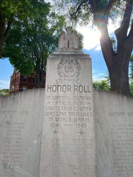 LIVINGSTON COUNTY, IL WORLD WAR II MEMORIAL CENTER STONE
