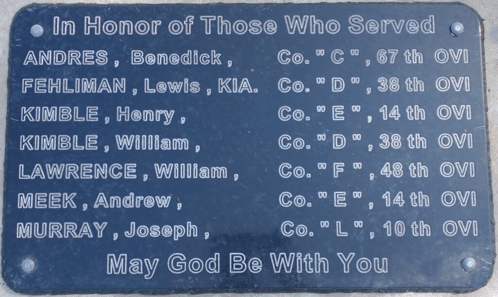 BUCK CEMETERY CIVIL WAR MEMORIAL PLAQUE