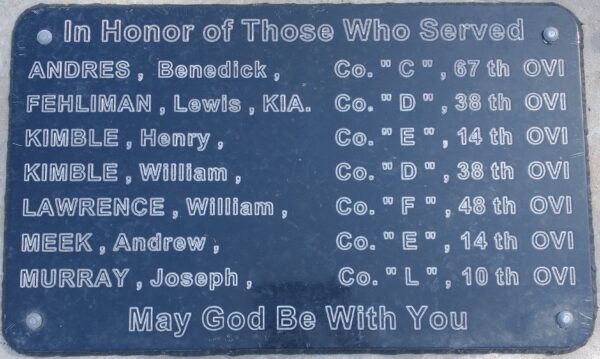 BUCK CEMETERY CIVIL WAR MEMORIAL PLAQUE