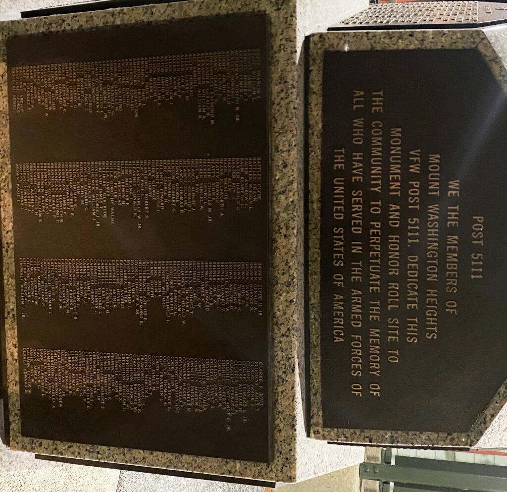 VFW POST 5111 ARMED FORCES VETERANS MEMORIAL PLAQUE A