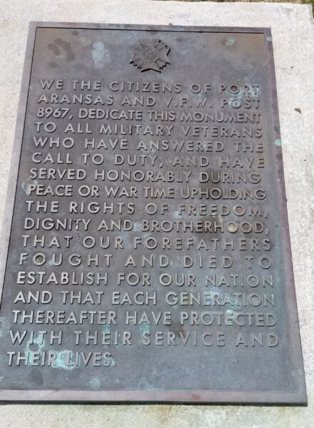 PORT ARANSAS ALL MILITARY MEMORIAL PLAQUE