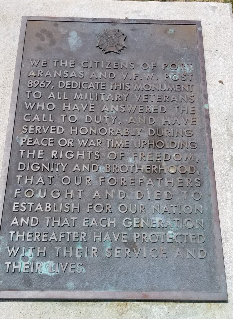 PORT ARANSAS ALL MILITARY MEMORIAL PLAQUE