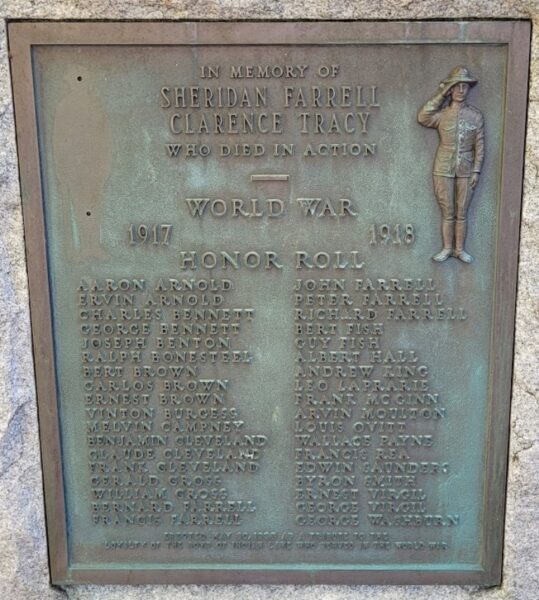 INDIAN LAKE WORLD WAR HONOR ROLL MEMORIAL PLAQUE