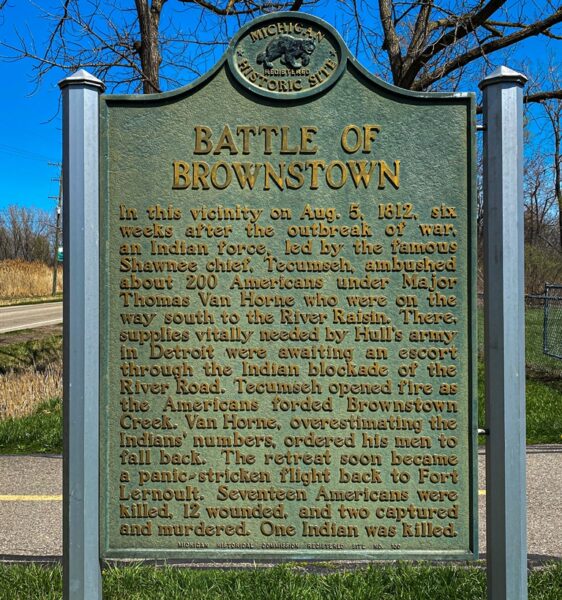 BATTLE OF BROWNSTOWN AUG. 5, 1812 WAR MEMORIAL MARKER